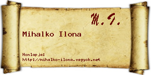 Mihalko Ilona névjegykártya